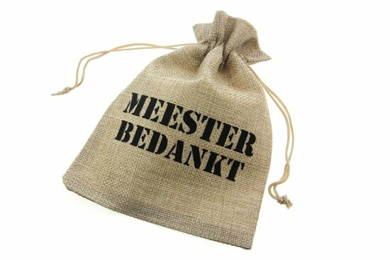 Jute zakjes meester bedankt 13 x 18 cm