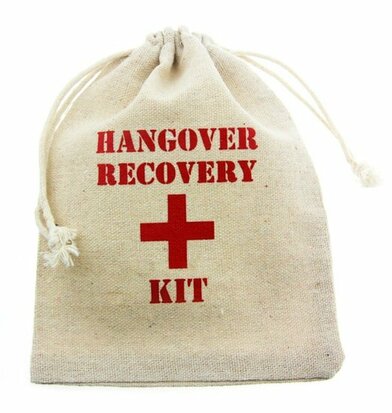 Katoen zakje hangover recovery kit 12 x 15 cm