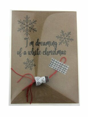 Kaart I'm dreaming of a white christmas met gelukspoppetje