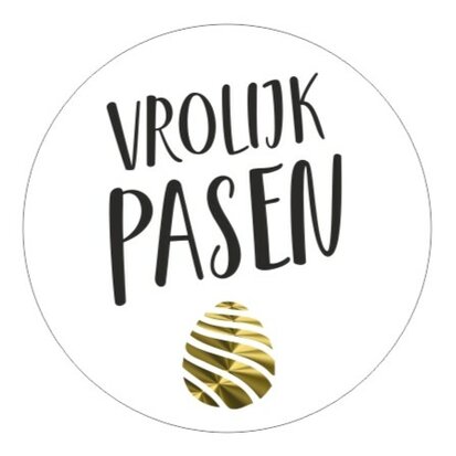 Ronde stickers vrolijk pasen met gouden ei 10 stuks