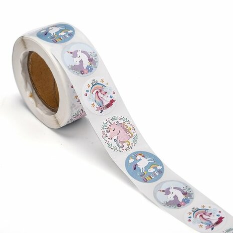 Stickers rond unicorn 10 stuks